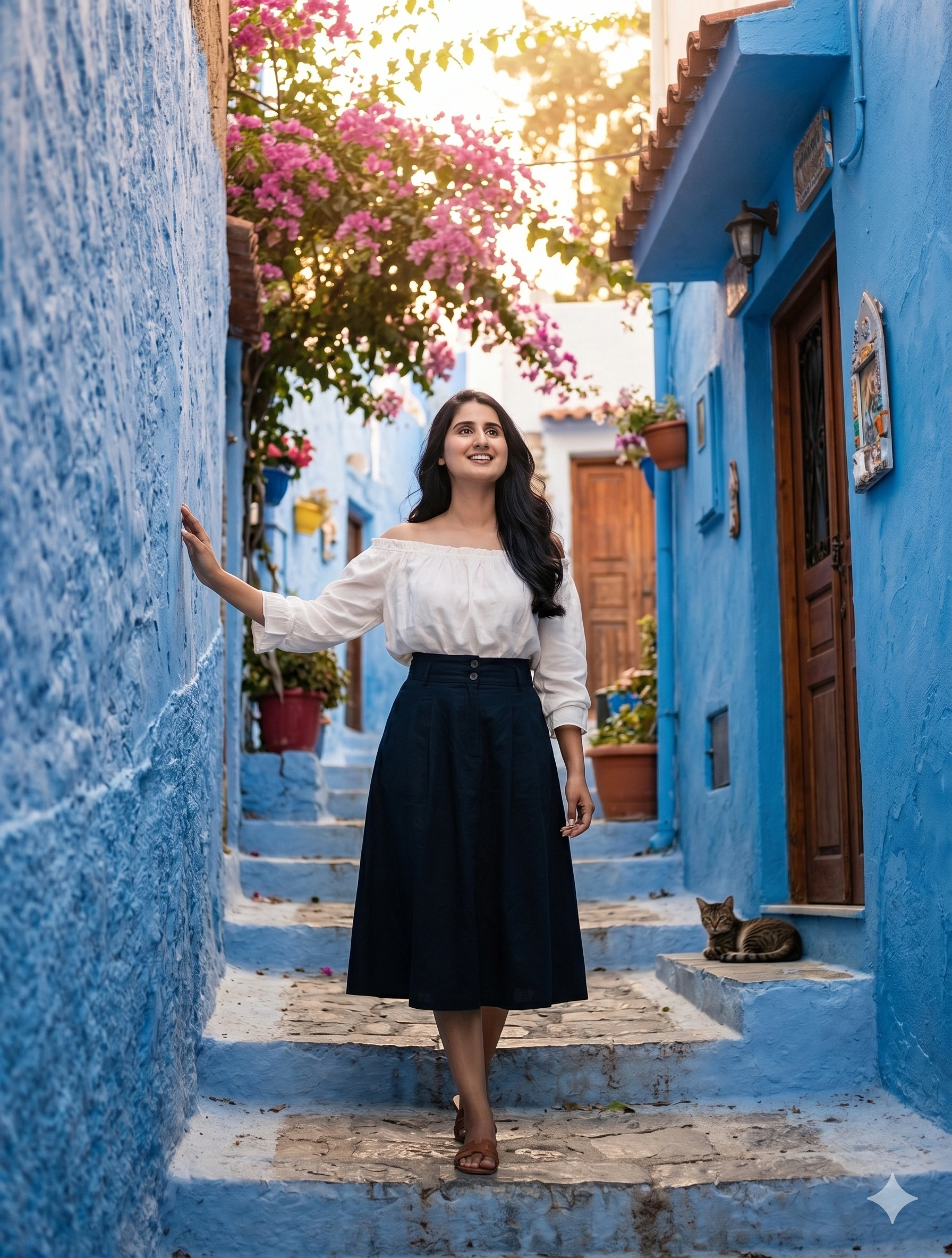 Cinematic Blue Alley Travel Portrait
