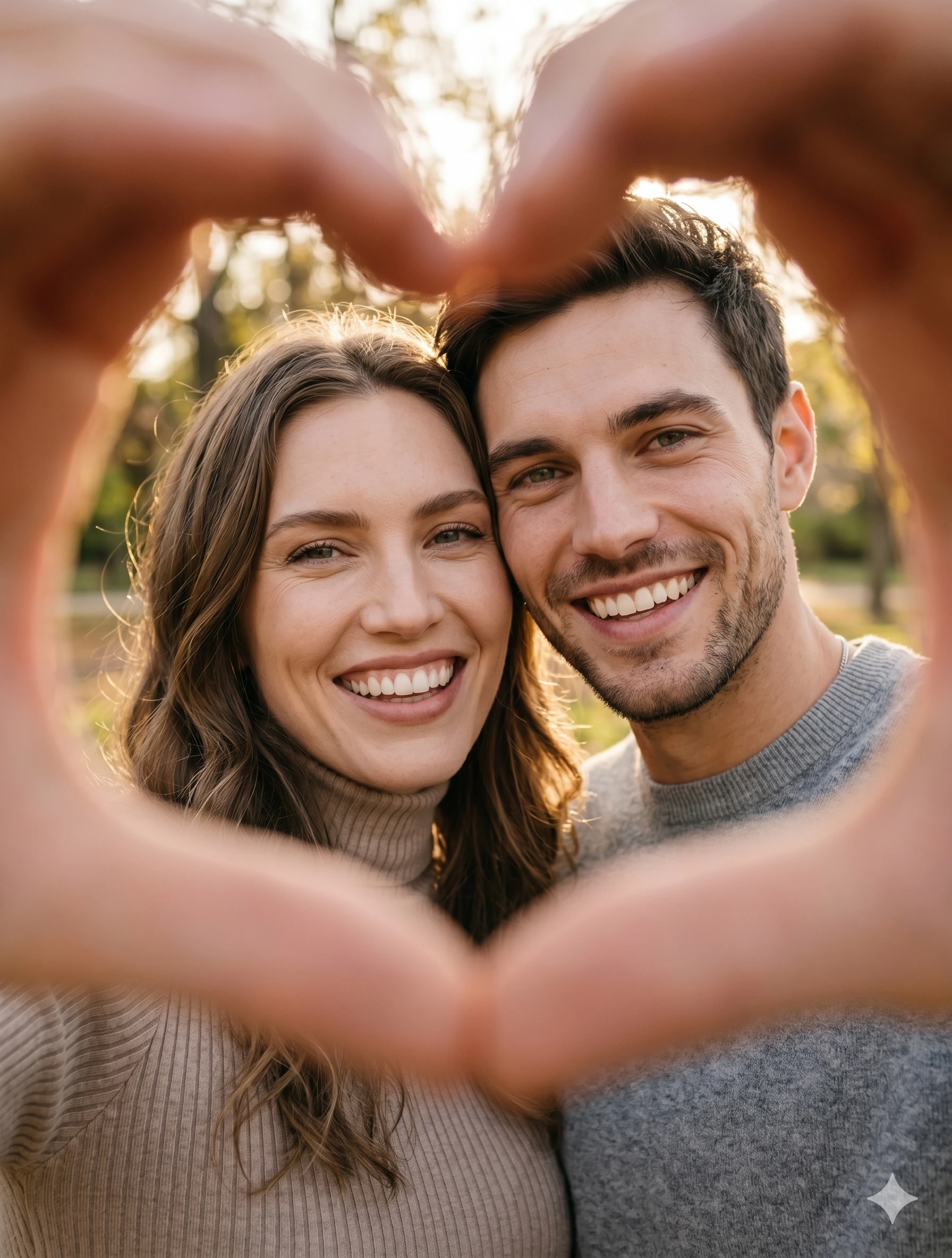 Joyful Couple Heart-Hand Frame