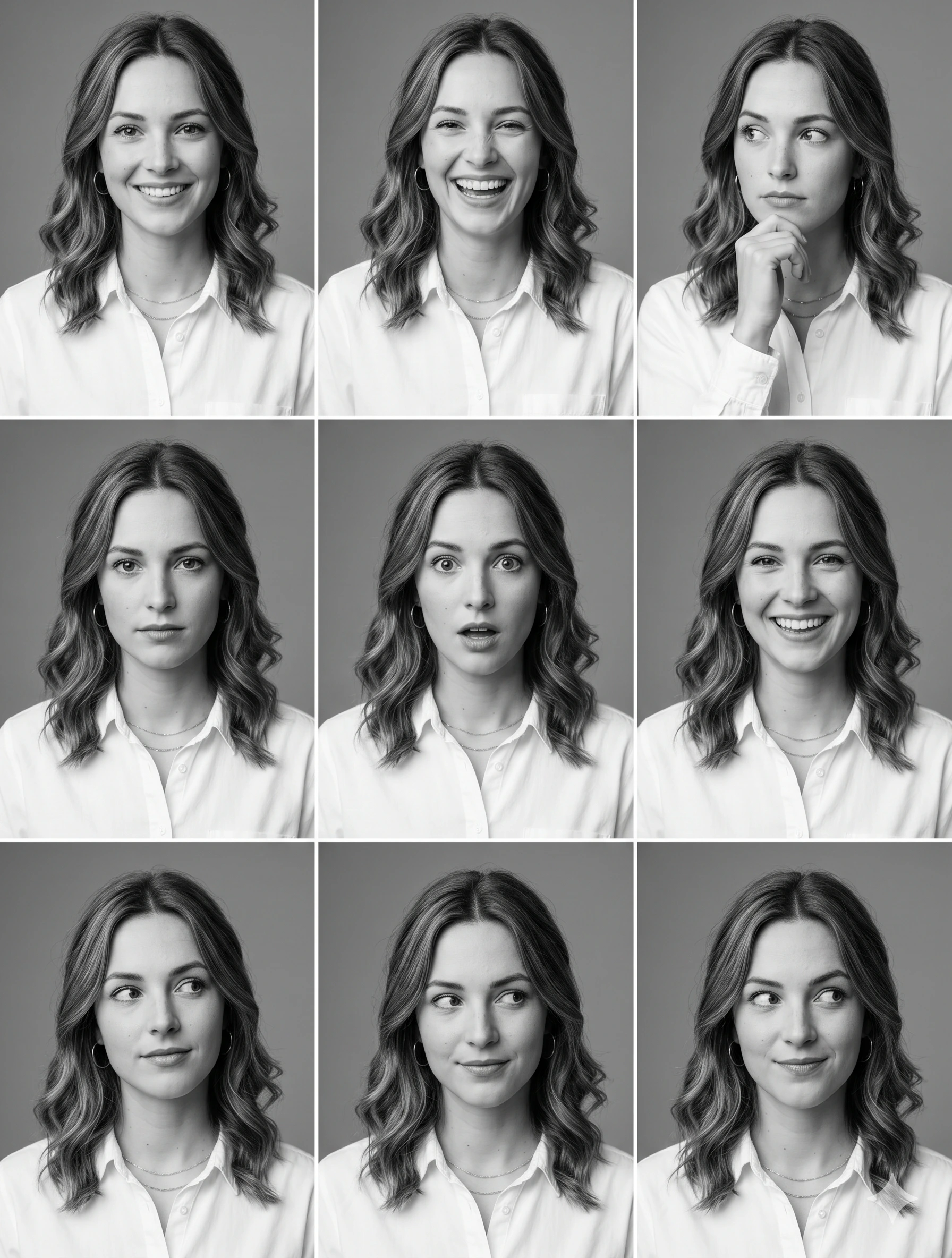 Professional 3x3 B&W Portrait Grid